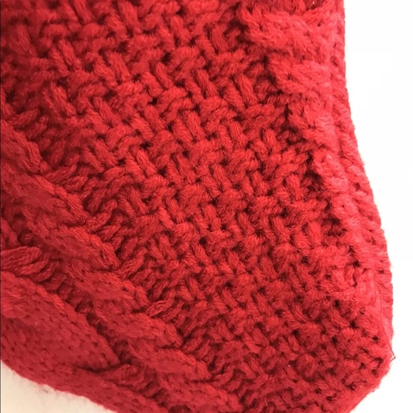 New Holiday Cable Knit Christmas Stocking Sock Country Style With Faux Fur, Red - Picture 7 of 7